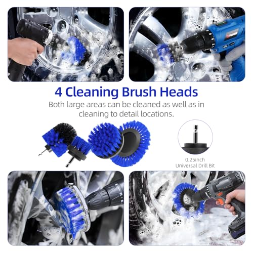 Carehabi Kit Nettoyage Voiture, 22 Pièces Kit de Nettoyage pour Voiture pour l'intérieur et l'extérieur, Brosse de Nettoyage, l'éponge pour l'air Conditionné les Pneus les Vitres le Polissage – Image 5