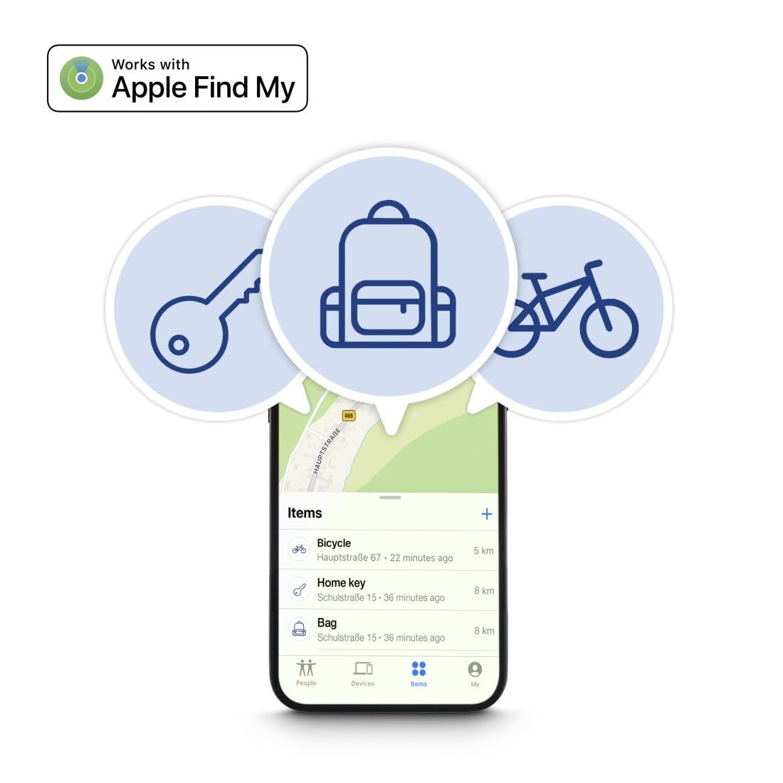 Hama Trova chiavi per Apple Where is App, 4 pezzi (Key Finder con Bluetooth, allarme, telefono cellulare Key Finder per chiavi, portafoglio, bagagli, animali, iOS, iPhone, iPod, iPad, cella a pulsante