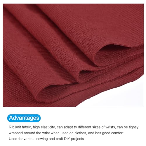 Image of MECCANIXITY 39 inch Elastic Cuffs Ribbed Trims Cotton Fabric Knit Rib Stretch Tape Cuff Sleeve Waistband for Sewing, 8 inch Wide Burgundy Red