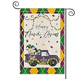 AVOIN colorlife Happy Mardi Gras Gnome Garden Flag 12x18 Inch Vertical Double Sided, Masquerade Mask...