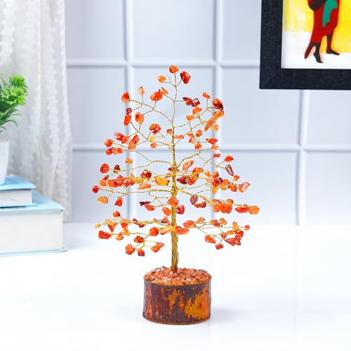 Image of ZAICUS Carnelian Stone Tree of Life Feng Shui Bonsai 7-8 Inch