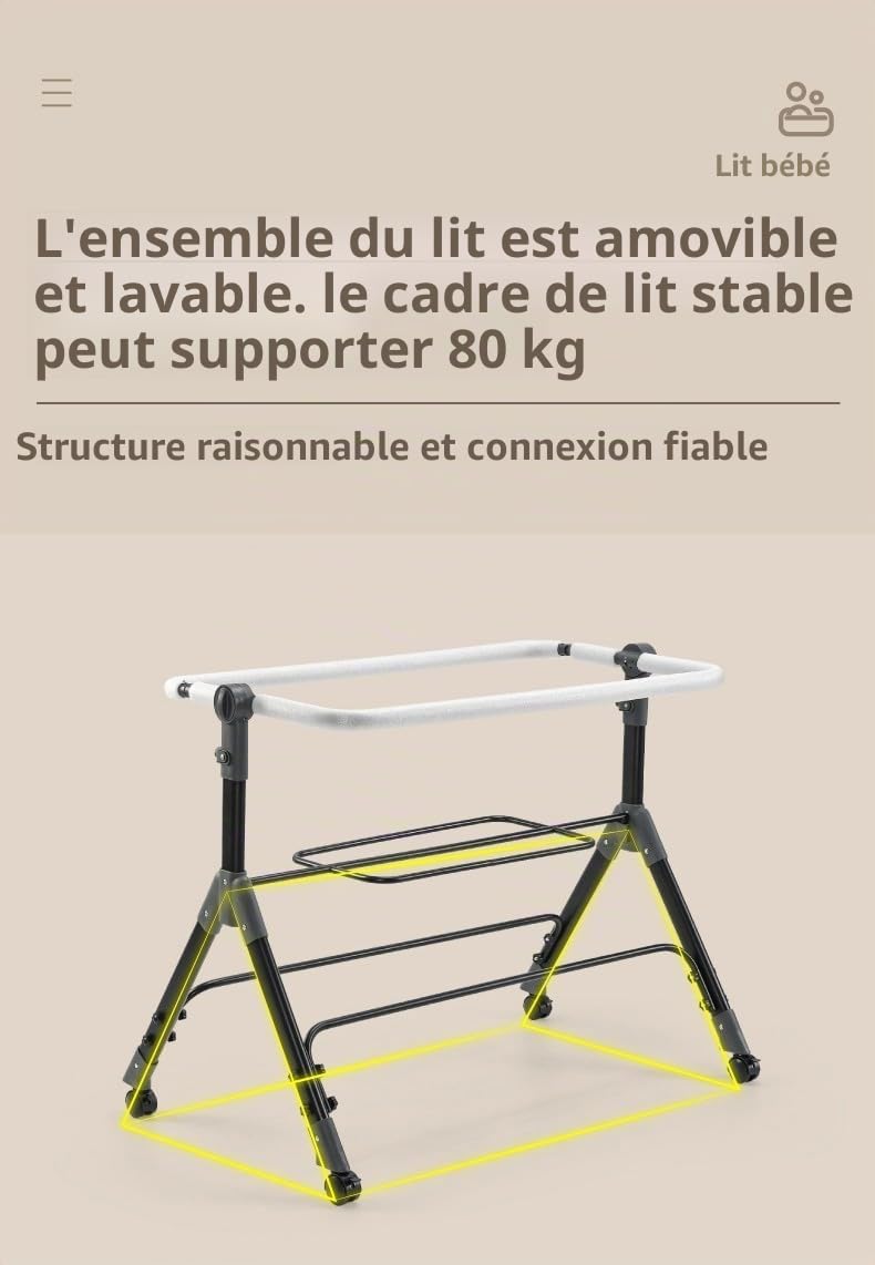 Cododo Bebe avec Table à Langer, Lit Cododo Pliable, Multifonctionnel Lit Bebe, 3 Niveaux de Réglage de La Hauteur (X3 Grey)