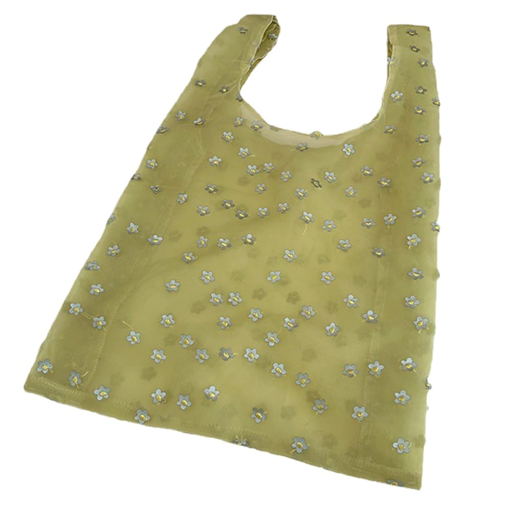 Linnektome Embroidered tulle bag, ethereal summer, fresh tulle hand-carried flower bag shopping bag