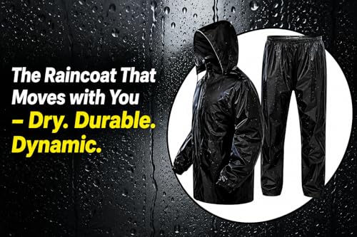 Image of RainCoat for Men Waterproof with Pants Polyester RainCoat For Men Bike RainSuit RainJacket Suit Mobile Pocket with Storage Bag.