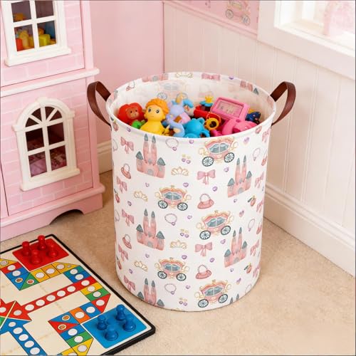 Image of Princess hamper,Girl Laundry Basket,Baby Nursery Hamper,Waterproof foldable girls toy storage box,Dirty Clothes Hampers,Princess Room Decor(Princess carriage)