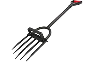 5-tine Heavy Duty Pitch Fork for Gardening with Long Handle