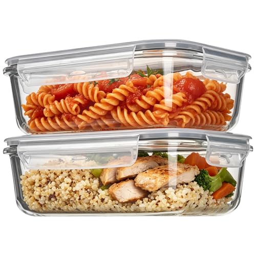 Image of Vtopmart 2 Pack 35oz Glass Meal Prep Containers with Lids