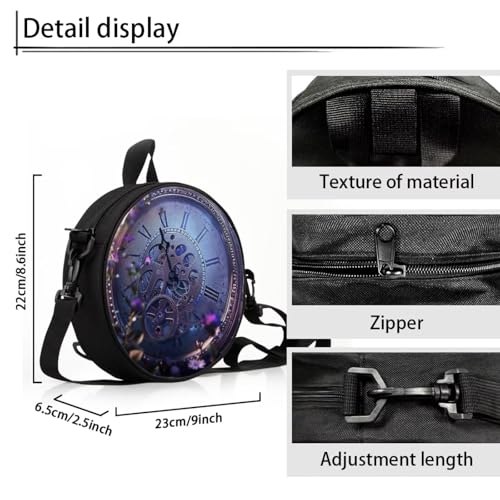 Image of Women Novelty Round Clock Shape Zippered Clock Purses for Women Tote Handbag Shoulder Bag, Gift for Mom Girlfriend