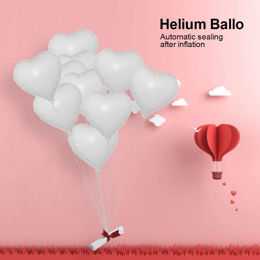 10pcs Foil Heart Helium Balloon 18" Heart Aluminum Foil Balloons Party Wedding Birthday Decor(White)