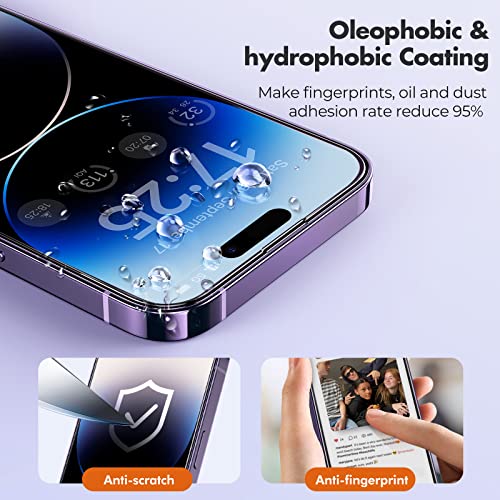 UNBREAKcable Panzer Schutz Glas für iPhone 14 Pro [3 Stück] Schutzfolie, 9H Härte Schutzglas, 2.5D Double Defense Displayschutzfolie, Kratzfest, Anti-Fingerprint und blasenfrei 6