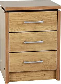 Seconique Charles 3 Drawer Bedside, Oak