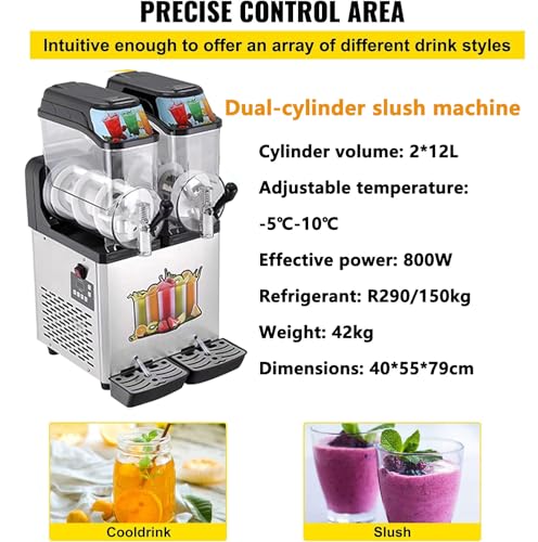 RoyceBee Slush-Eismaschine für Zuhause, Softeismaschine, 12l/24l Slush-Maschine, KaltgeträNkezubereiter für Slush, Margaritas, Smoothies, FrappéS, Milchshakes und Mehr,Double Cylinder – Bild 5
