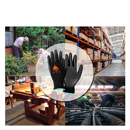 Jack Boss 12 Pack Safety Work Gloves For Men & Women With Pu Coated Grip On Palm & Fingers Seamless Knit Working Gloves For Light Duty Works,Gardening #TOP6