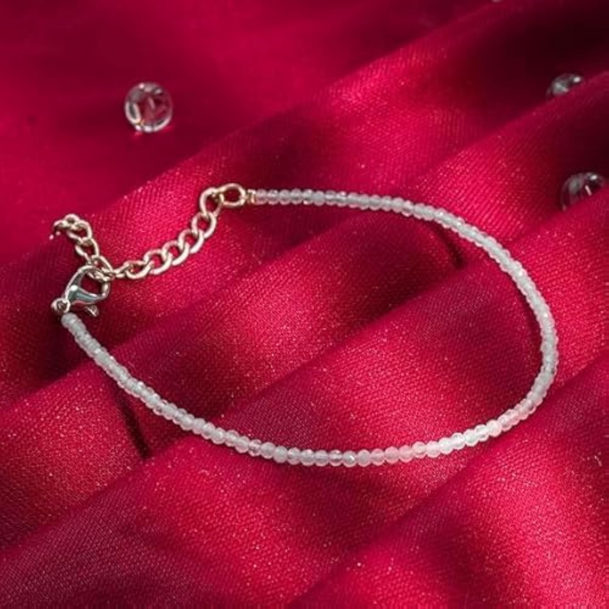 Natural Clear Quartz Dhan Yog Anklet Combo for Women & Girls