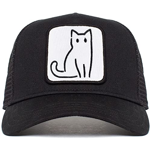 Photo 1 of Cat Embroidered Trucker Hat Mesh Bucket Baseball Caps for Men Women Cat Lovers Gifts Black 001 One Size