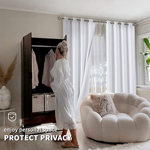 Quemas Pure White Blackout Curtains For Bedroom With White Liner, Heat And Complete Room Darkening Curtains For Quality Sleep, Grommet Thermal Insulated Drapes For Nursery, 2 Panels, Each 42 X 63 Inch #TOP2