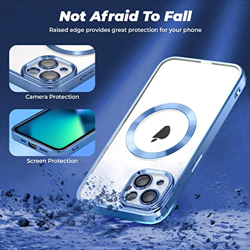 Zcdaye Case For Iphone 13, Iphone 13 Phone Case Compatible With Wireless Charging,Blue Edge Electroplated Transparent Soft Tpu Shockproof Case Cover For Iphone 13(6.1 Inches) - Blue #TOP6