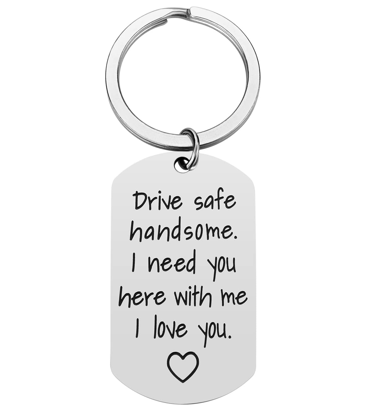 iJuqi Drive Safe Keychain Gift for Boyfriend - New Driver Keyring Boyfriend Husband Gifts from Girlfriend Wife, Valentine’s Day Birthday Gifts for Him Men, Silver, Free Size