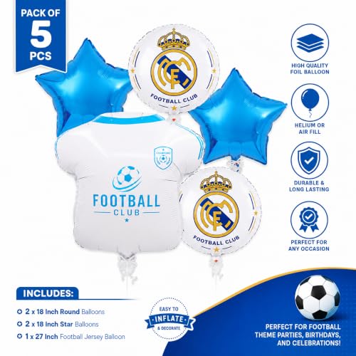 Image of 5 Pcs Football Theme Foil Balloon Set for Birthday Party Decoration | Jersey Balloons | Sports Theme Birthday, Kids Football Party Decoration Supplies