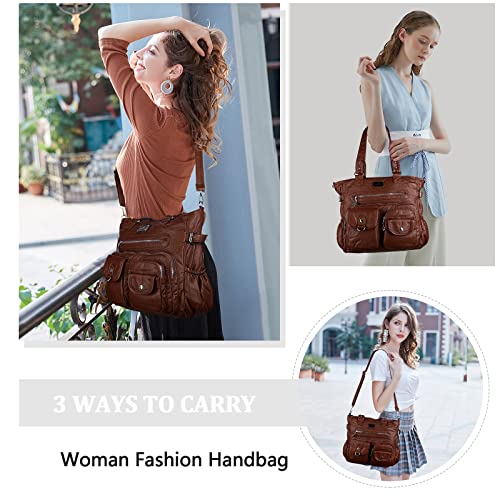 Image of Angelkiss Purses Handbags for Women PU Tote Satchel Bags for Women Pockets Shoulder Bags | PU