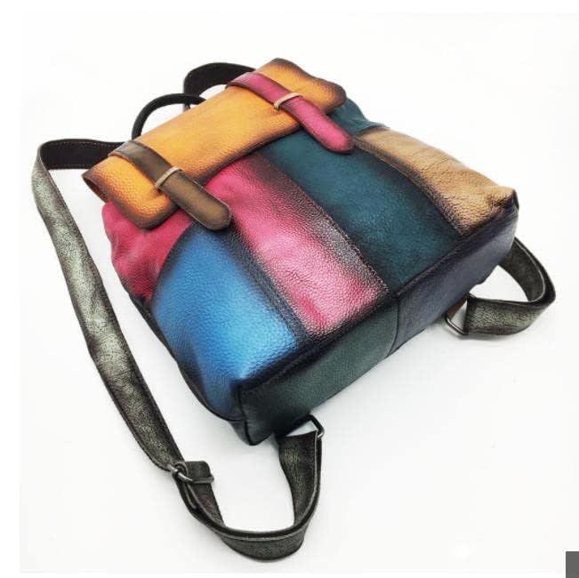 Backpack Women Travel Bag Leather Daypack Retro Outdoor Backpack, Multicolor, One Size4