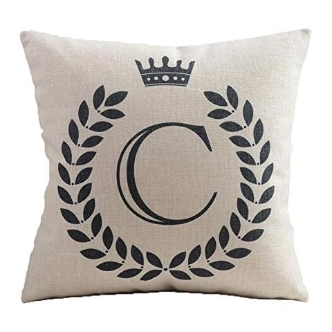 Vagasi Alphabet Throw Pillow Cover 18x18 Linen Decorative Letters Cushion Protector for Sofa Chair Car Bed Home, C Cover