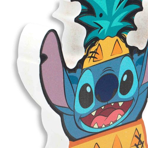 Image of Disney Lilo and Stitch Pineapple Shelf Sitter Decor | Fun Stitch Wood Block Tabletop Decoration for Home or Office