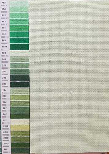 Image of KCS 4 pc of 12 inch x 18 inch 14CT Counted Cotton Aida Cloth Cross Stitch Fabric (Light Green)