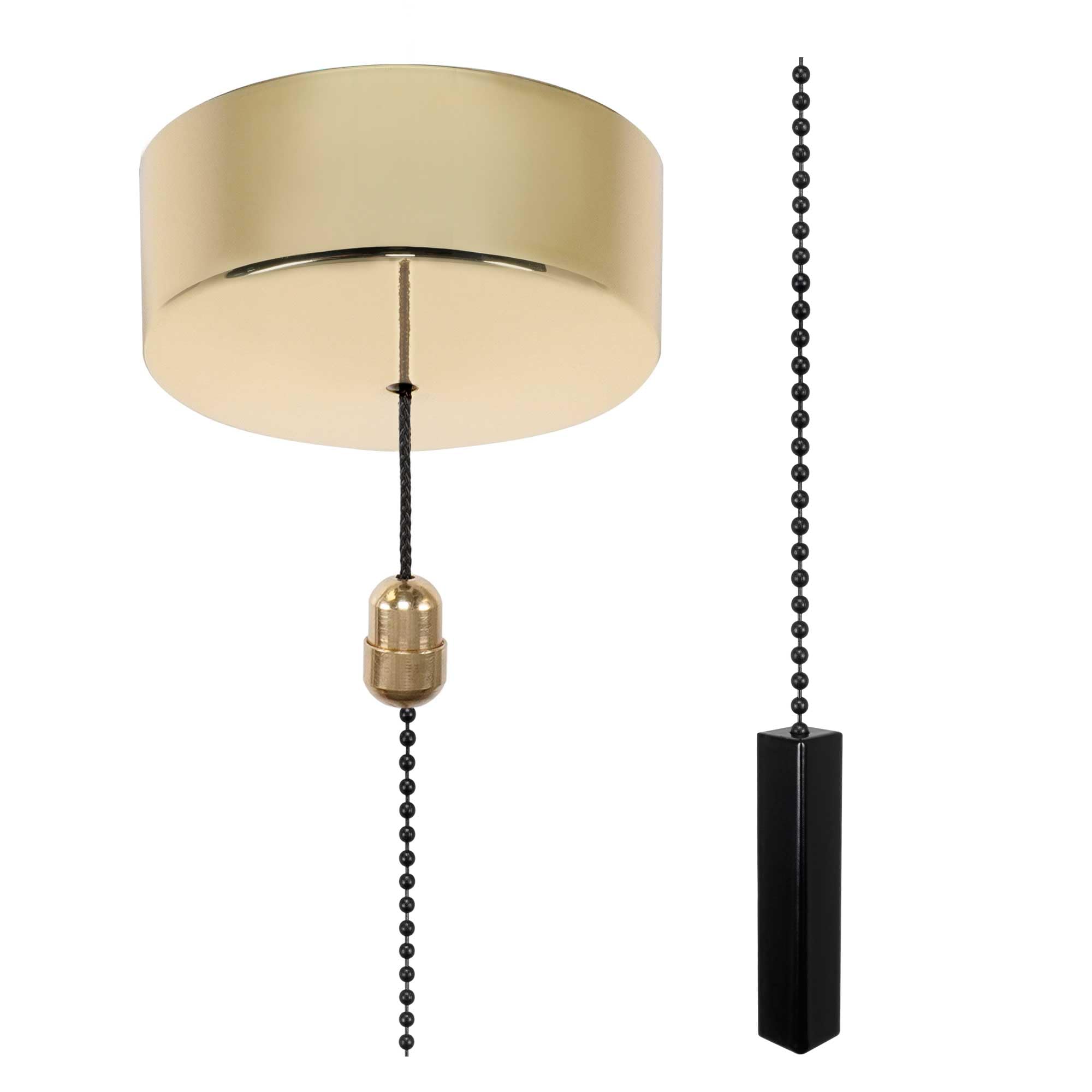ElekTek Premium Brass Bathroom Light Pull Cord Switch Kit - Black ...