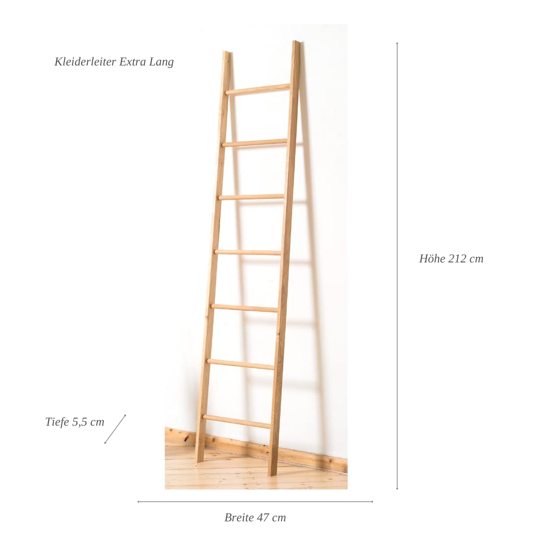 Kleiderleiter Handtuchleiter Massivholz Eiche 212 cm, 8 Sprossen