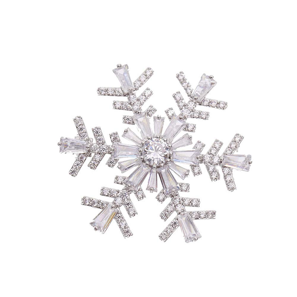 Rhinestone Snowflake Brooches for Women Girls Men Fashion Dainty Crystal Silvery Brooch Lapel Pin Dress Suit Accessories Jewelry Christmas Winter