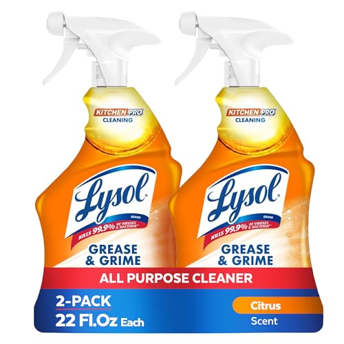 Lysol Pro Kitchen Spray Cleaner and Degreaser, Antibacterial All Purpose Cleaning Spray for Kitchens, Countertops, Ovens, and Appliances, Citrus Scent, 22oz (Pack of 2)