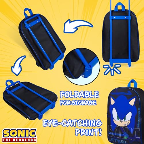 SONIC THE HEDGEHOG Mala de cabine - mala com rodas dobrável, tamanho 39 x 27 cm, 10,5 litros, 2 roda