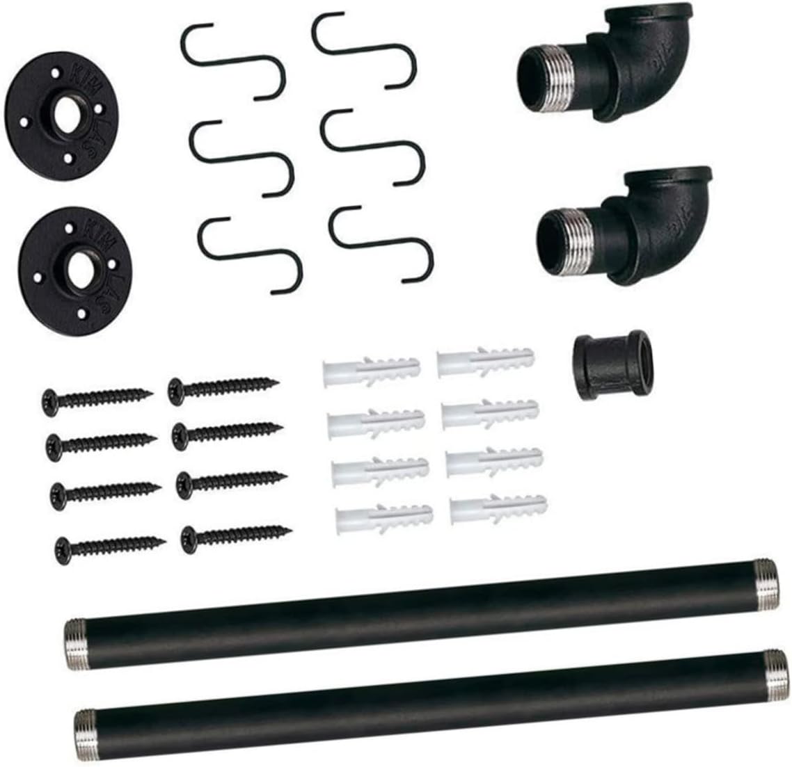 BESPORTBLE Wall Mounted Pot Rack with Hooks 13x60cm Iron Pipe Kitchen Skillet Storage Rail Hanging Pan Organizer for Kitchen Cooking Utensils