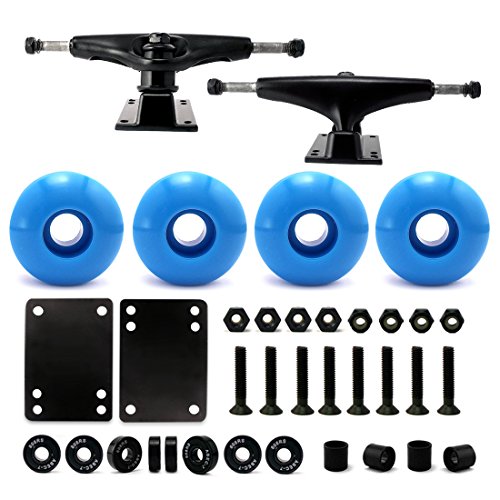 Vj 5.0 Skateboard Trucks (Black), Skateboard Wheels 52Mm, Skateboard Bearings, Skateboard Pads, Skateboard Hardware 1" (52Mm Sky Blue) #TOP17