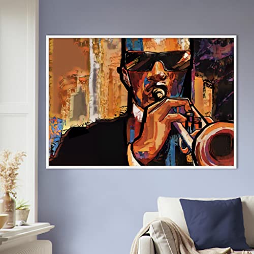 Décoration murale musicale trompette africaine blanche 70x100 cm pour grand mur