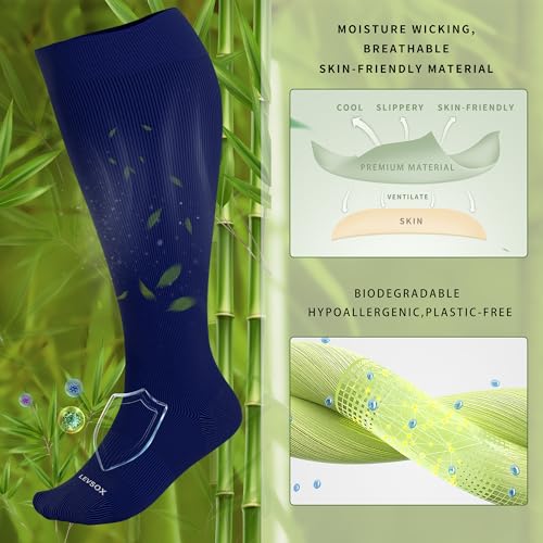 Image of LEVSOX Wide Calf Compression Socks for Women&Men Plus Size 15-20mmHg Knee High Large Support Stockings for Circulation