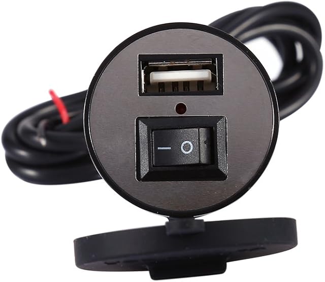 Motorcycle Electric USB Charger with Switch Motorcycle Phone Charger Power Adapter GPS USB Charger Socket - Waterproof 12V to 5V 1.5A
