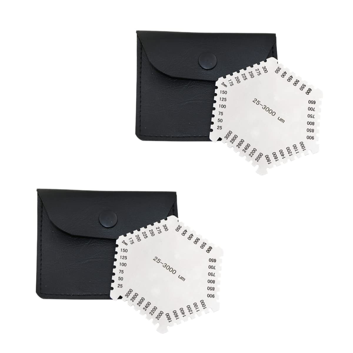 GO-CHUNRIQIN Wet Film Comb 25-3000um Thickness Gauge High Precision Stainless Steel with Clear Numbers and Letters (2 Pack with Storage Case)