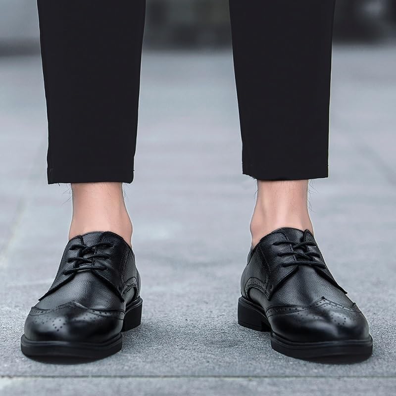 Mens Spanish Leather Oxford Dress Shoes Classic Lace Up Brogue Non Slip Rubber Sole Low Top Office Shoes for Business Professional3