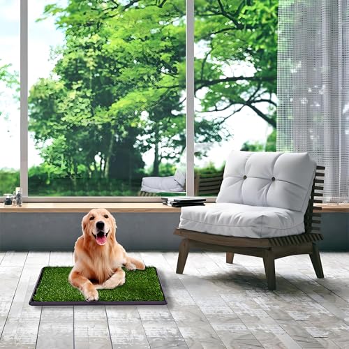 Trintion Hundetoiletten Hundetoilette Hunde Toilette Töpfchentrainingsmatte Mit Kunstrasen 63x50cm Hundetoilette Wiederverwendbar Und Leicht Zu Reinigen FüR Welpen Und Kleine Hunde