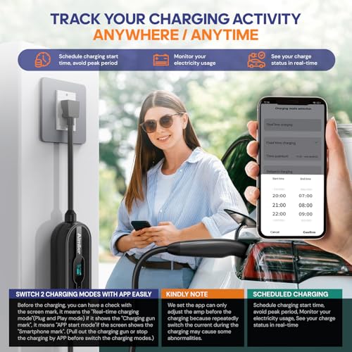 Level 1/2 Tesla Charger(WIFI APP/Plug-play), 16A, 25ft Cable ETL Certified, 240V NEMA 6-20P Plug & 120V 5-15P Adapter, NACS Connector, Portable Electric Car EV Charger for Tesla Models Y/X/3/S