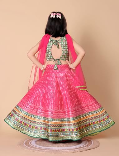 Image of Girls Art Silk Lehenga Choli Set with Net Dupatta