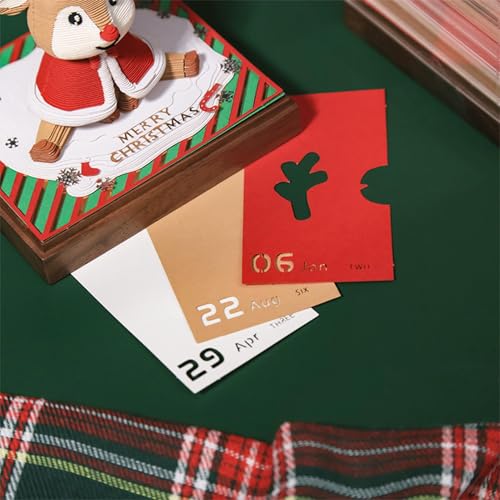 Calendrier 3D bloc-notes cerf de Noël 2026 pour bureau et école - 7