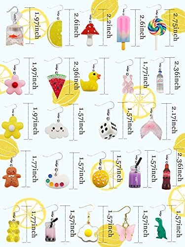 Wainis 24 Pairs Cute Earrings Weird Earrings Funny Goldfish Earrings Water Bottle Earrings Milk Tea Dangle Earrings For Women #TOP1