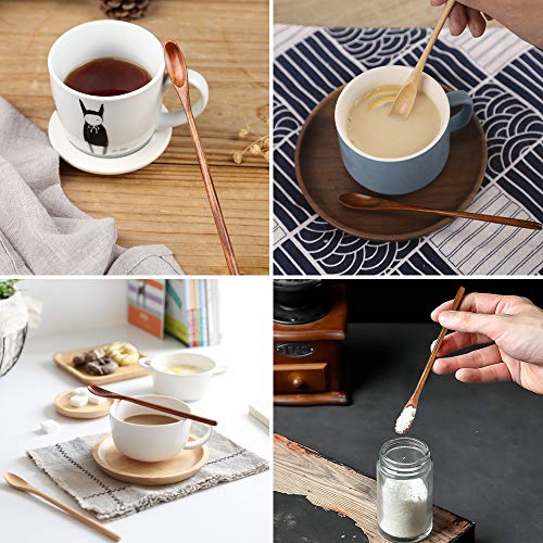 DanziX Holzlöffel, 20,3 cm, Cocktail-Rührlöffel, Kaffee, Suppe, Eistee, zum Kochen, Hellbraun, Dunkelbraun - Image 5