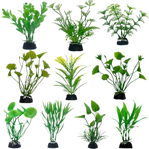 10 Stück Aquarium Pflanzen teichpflanzen Künstlich, aquarium pflanzen Künstliches Klein, 10 cm/3,94 Zoll, Aquarium Pflanzen Echt, teichpflanzen miniteich, Realistische Aquariumdekorationen