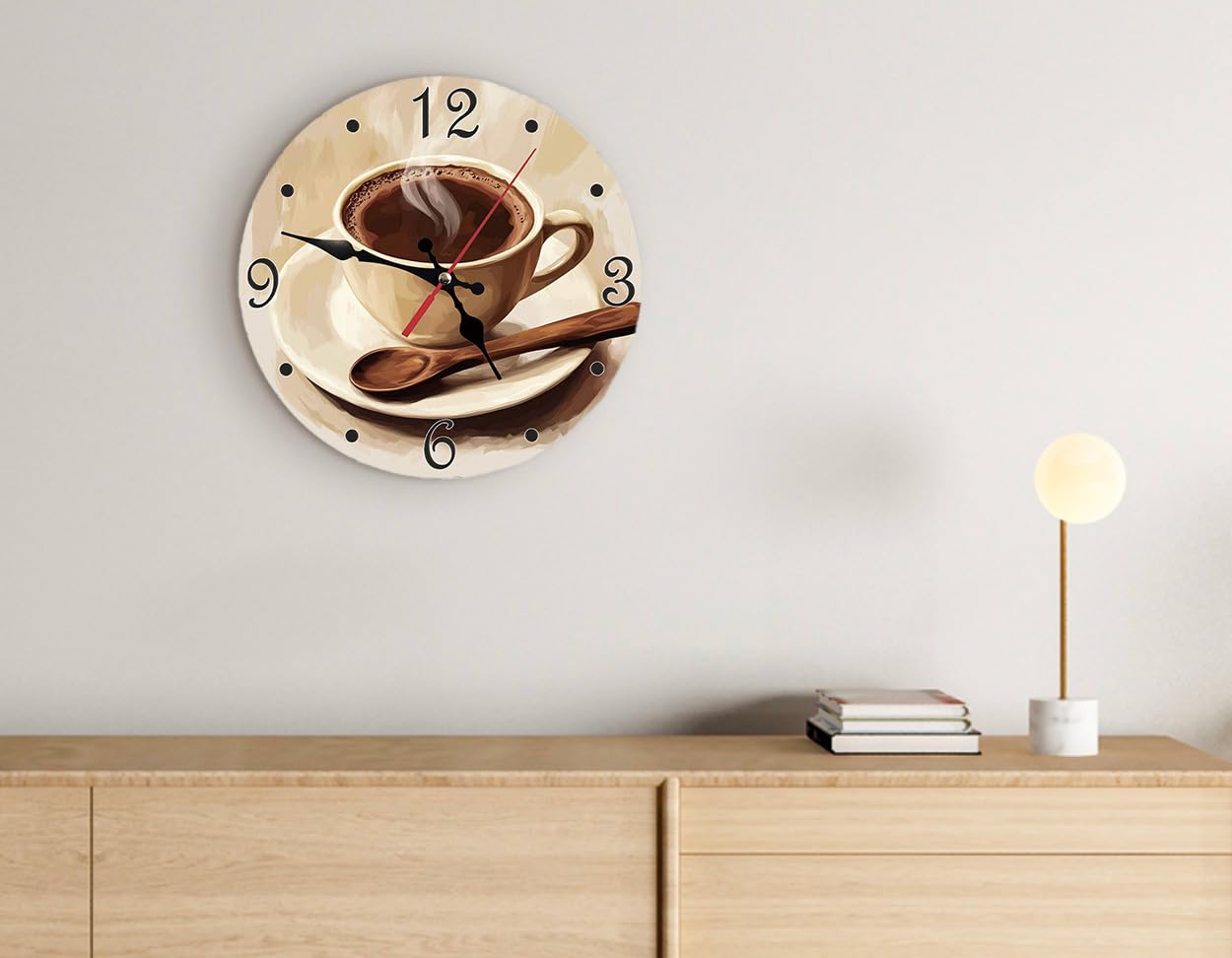 Reloj de pared redondo silencioso de 10 pulgadas, funciona con pilas, decorativo para sala de estar, dormitorio, cocina, baño, comedor, oficina o escuela (taza de café marrón)