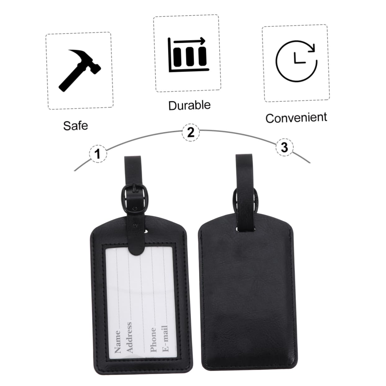 10stücke Kofferanhänger Luggage Tags Für Reisen Baggage Labels Aus Pu Langlebig Elegant Leicht Und Tragbar Für Gepäckidentifikation Schwarz