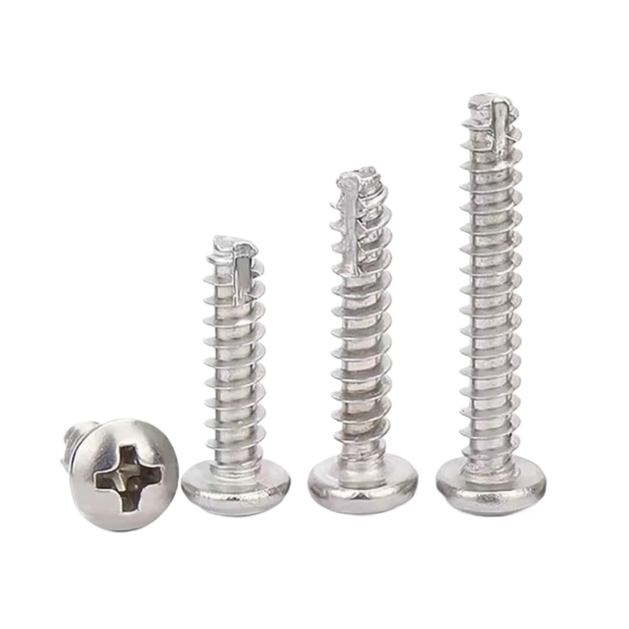 Vis autotaraudeuses tête ronde cruciforme inox 304 M2.6-M4.8 métal bois plastique réparation DIY kit fixation (500,M4.2 x 13mm)